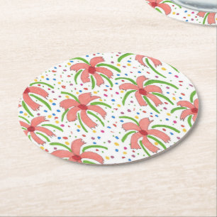 Tropical Fiesta Blume Runder Pappuntersetzer