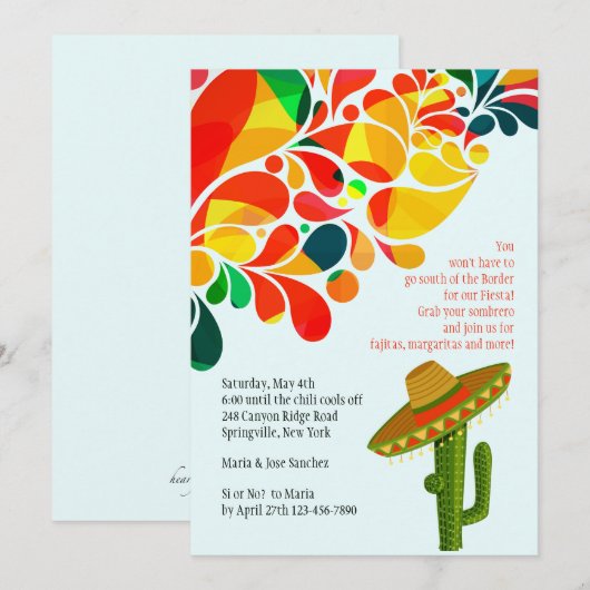 Tropical Fiesta Cinco de Mayo Einladung (Vorne/Hinten)