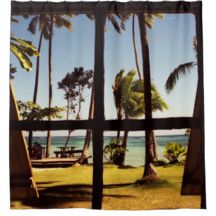 Tropical Fiji Beach Scene Duschvorhang
