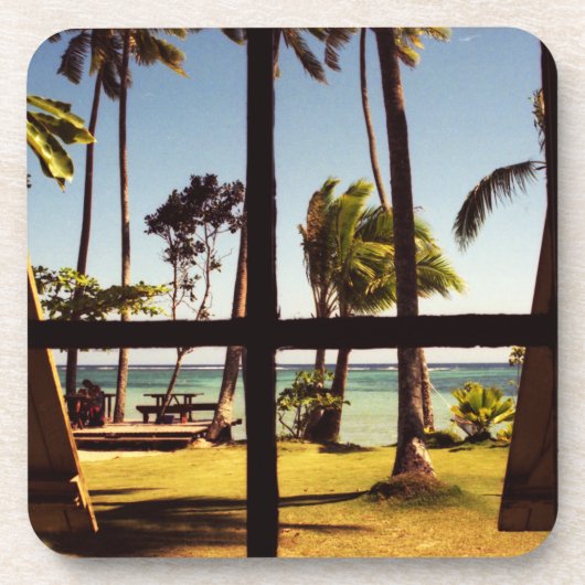 Tropical Fiji Beach Scene Küste Getränkeuntersetzer (Vorderseite)