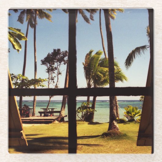Tropical Fiji Beach Scene Küste Glasuntersetzer (Vorderseite)