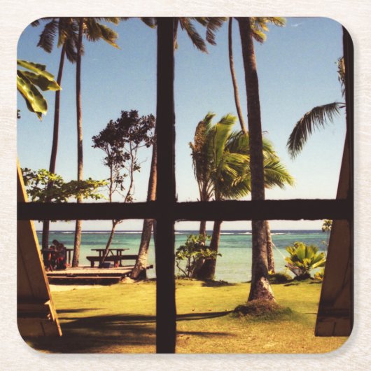 Tropical Fiji Beach Scene Küste Rechteckiger Pappuntersetzer (Vorderseite)