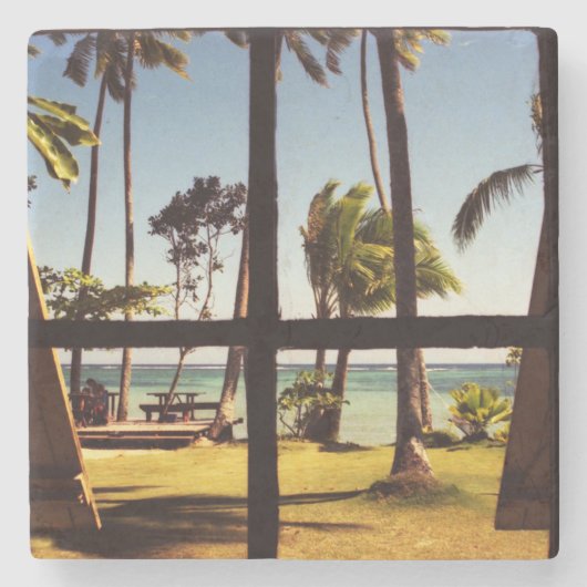 Tropical Fiji Beach Scene Küste Steinuntersetzer (Vorderseite)