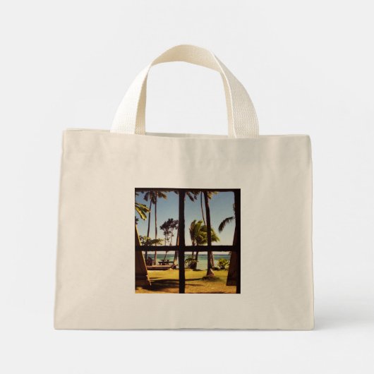 Tropical Fiji Beach Scene Mini Stoffbeutel (Rückseite)