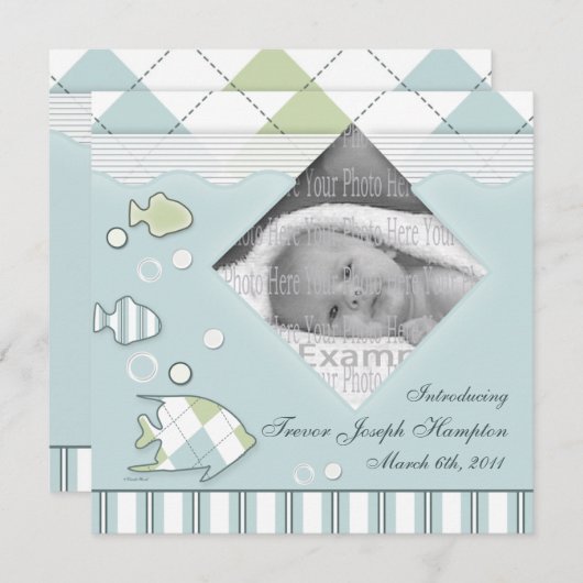 Tropical Fish Baby Annoucement Boy Ankündigung (Vorne/Hinten)