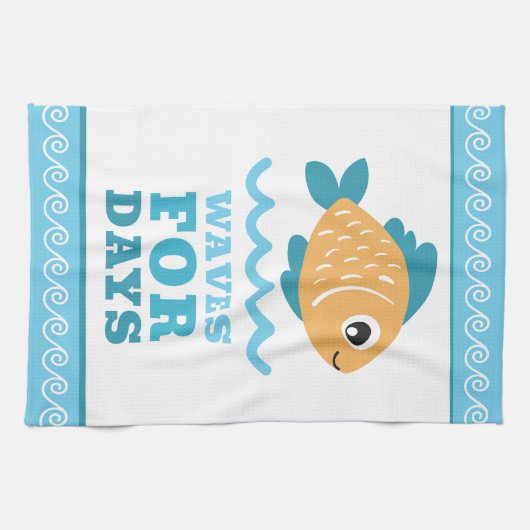 Tropical Fish Beach Waves for Days Customizable Geschirrtuch (Horizontal)