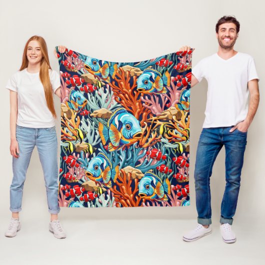Tropical Fish Colorful Summer Vibes Fleecedecke (Beispiel)