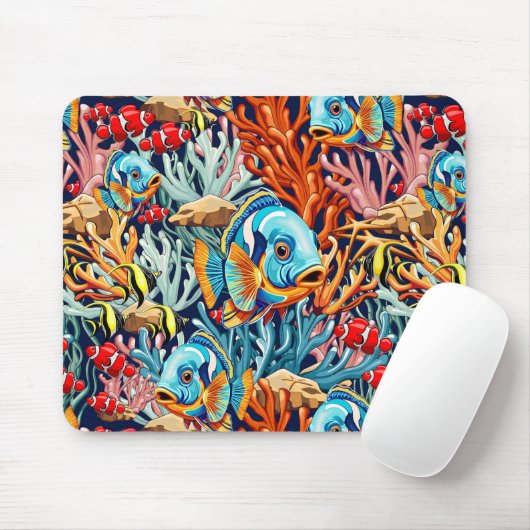 Tropical Fish Colorful Summer Vibes Mousepad (Mit Mouse)