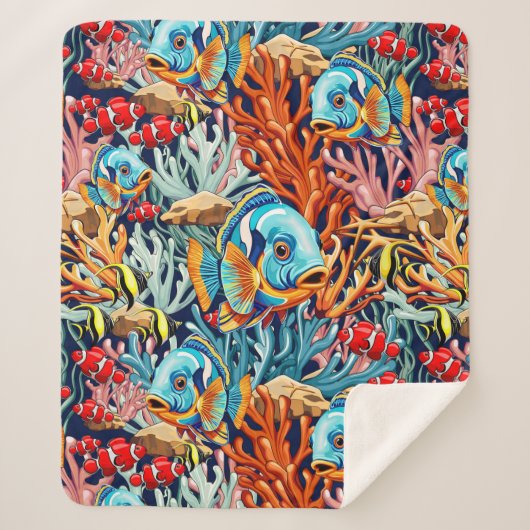 Tropical Fish Colorful Summer Vibes Sherpadecke (Vorderseite)