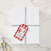 Tropical Fish Red Gingham Happy 1. Geburtstag Geschenkanhänger (Mit Garn)