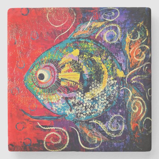 Tropical Fish Stone Coaster Steinuntersetzer (Vorderseite)
