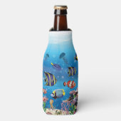 Tropical Fish swimming Seabed Flaschenkühler (Flaschenvorderseite)