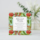 Tropical Flame Lily Chic Moderne Blumenladen Einladung (Stehend Vorderseite)