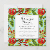 Tropical Flame Lily Chic Moderne Blumenladen Einladung (Vorderseite)