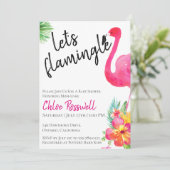 Tropical Flamingle Baby Shower Einladung (Stehend Vorderseite)