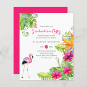 Tropical Flamingo Abschluss Budget Einladungen (Vorne/Hinten)