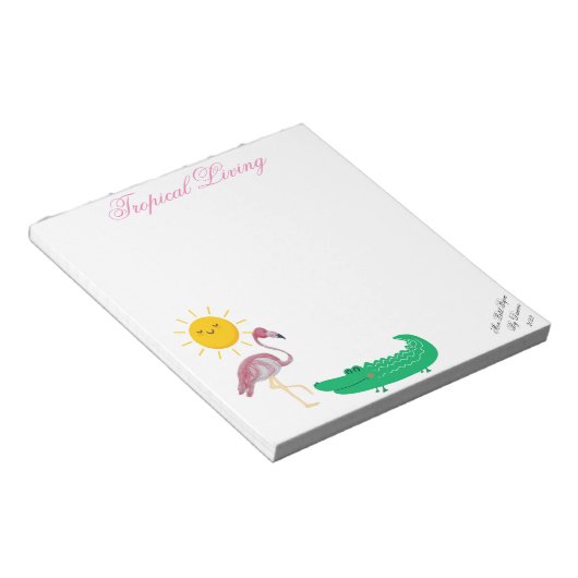Tropical Flamingo Alligator Sun Notepad Notizblock (angewinkelt)