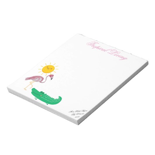 Tropical Flamingo Alligator Sun Notepad Notizblock (Rotiert)