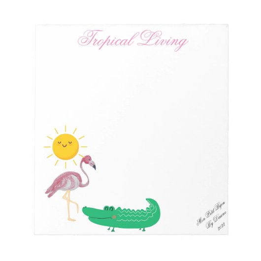 Tropical Flamingo Alligator Sun Notepad Notizblock (Vorderseite)