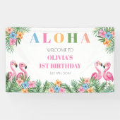 Tropical Flamingo Aloha Girl 1. Geburtstag Willkom Banner (Horizontal)