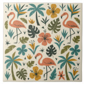 Tropical Flamingo and Palm Tree Pattern Fliese (Vorderseite)