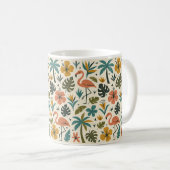 Tropical Flamingo and Palm Tree Pattern Kaffeetasse (VorderseiteRechts)
