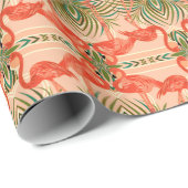 Tropical Flamingo Art Deco Wrapping Paper Geschenkpapier (Rolleneckpunkt)