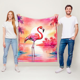 Tropical Flamingo Art Fleecedecke
