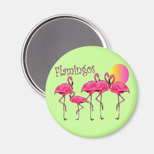 Tropical Flamingo Art Geschenke Magnet (Vorderseite/Rückseite)