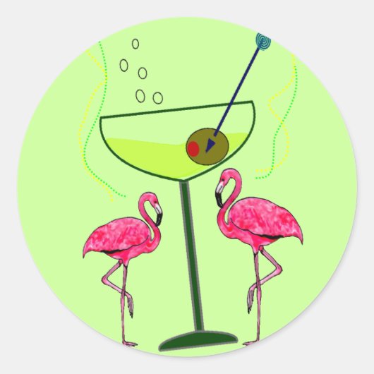 Tropical Flamingo Art Geschenke Runder Aufkleber (Vorderseite)