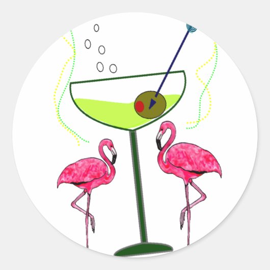 Tropical Flamingo Art Geschenke Runder Aufkleber (Vorderseite)