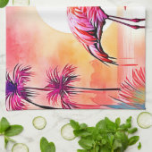 Tropical Flamingo Art Geschirrtuch (Gefaltet)