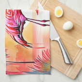 Tropical Flamingo Art Geschirrtuch (Viertel Falte)