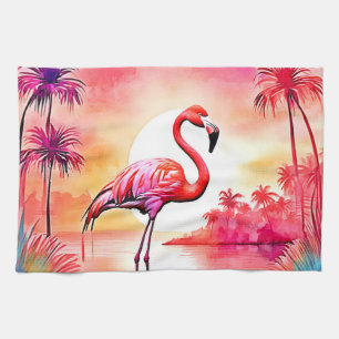 Tropical Flamingo Art Geschirrtuch