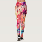 Tropical Flamingo Art Leggings (Rückseite)