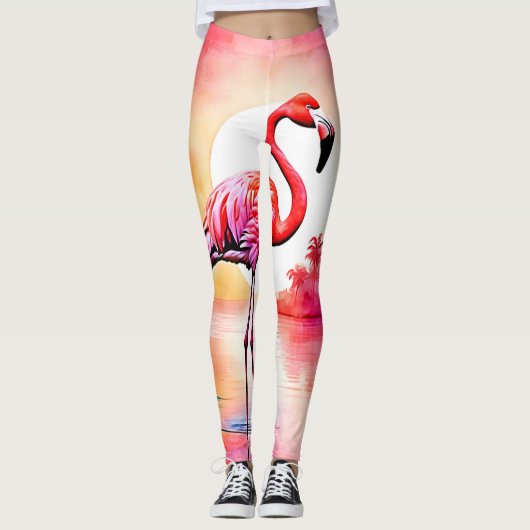 Tropical Flamingo Art Leggings (Vorderseite)