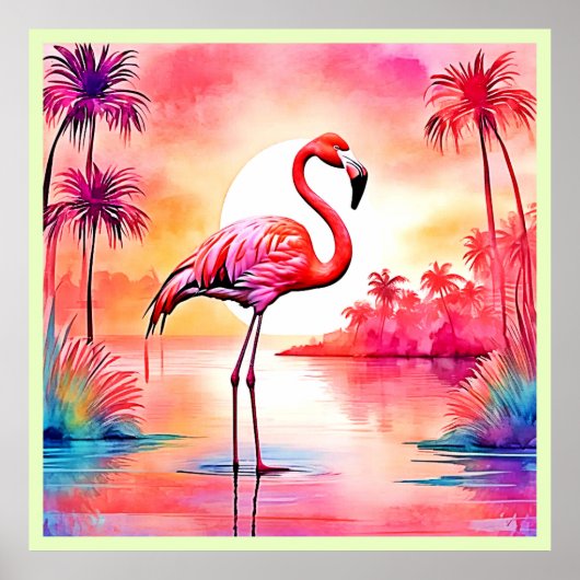 Tropical Flamingo Art Poster (Vorne)
