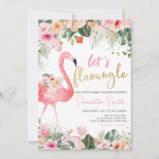 Tropical Flamingo Baby Dusche Einladung (Vorderseite)