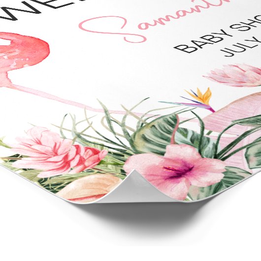 Tropical Flamingo Baby Dusche Empfang Poster (Ecke)