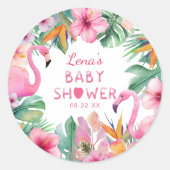 Tropical Flamingo Baby Dusche Gefallen Sticker (Vorderseite)
