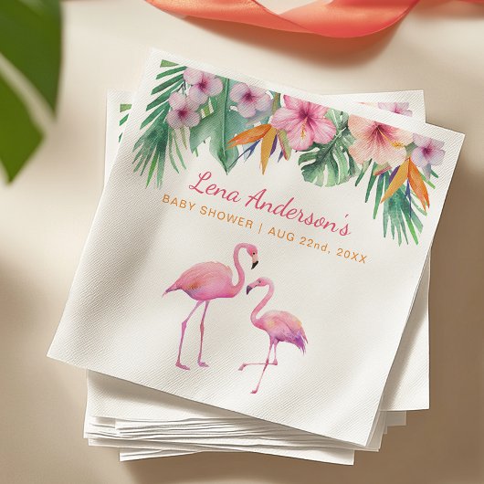 Tropical Flamingo Baby Dusche Napkin mit Namen Serviette