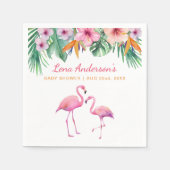 Tropical Flamingo Baby Dusche Napkin mit Namen Serviette (Vorderseite)