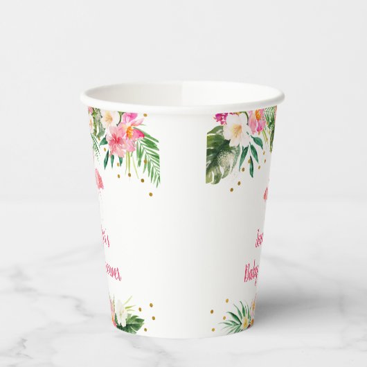 Tropical Flamingo Baby Dusche Pappbecher (Links)