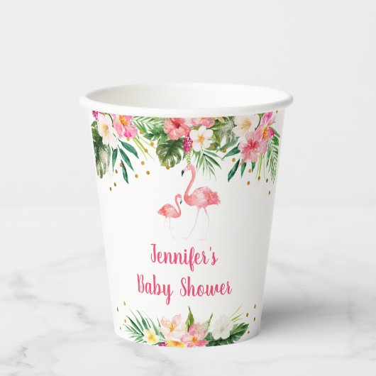 Tropical Flamingo Baby Dusche Pappbecher (Vorderseite)