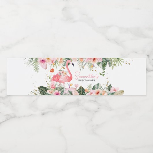 Tropical Flamingo Baby Dusche Wasserflaschenetikett (Einzelnes Label)