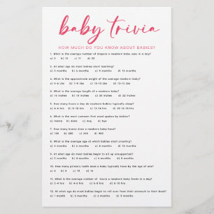 Tropical Flamingo Baby Duschkabine Trivia Spielkar