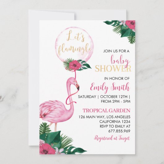 Tropical Flamingo Baby Shower Einladung (Vorderseite)