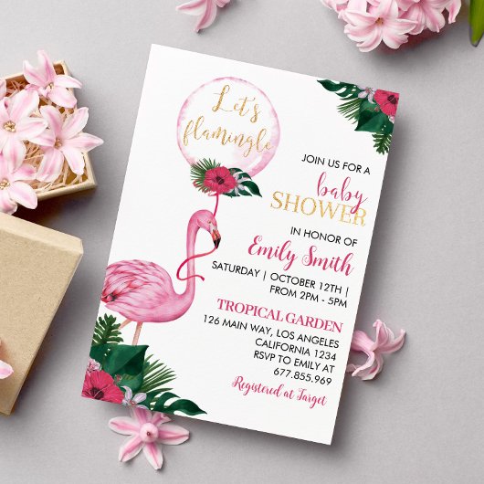 Tropical Flamingo Baby Shower Einladung