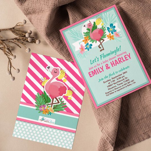 Tropical Flamingo Baby Shower Einladung