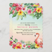 Tropical Flamingo Baby Shower Einladung (Vorne/Hinten)
